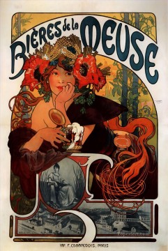 Bieres de la Meuse 1897 チェコ アール ヌーボー独特のアルフォンス ミュシャ Decor Art